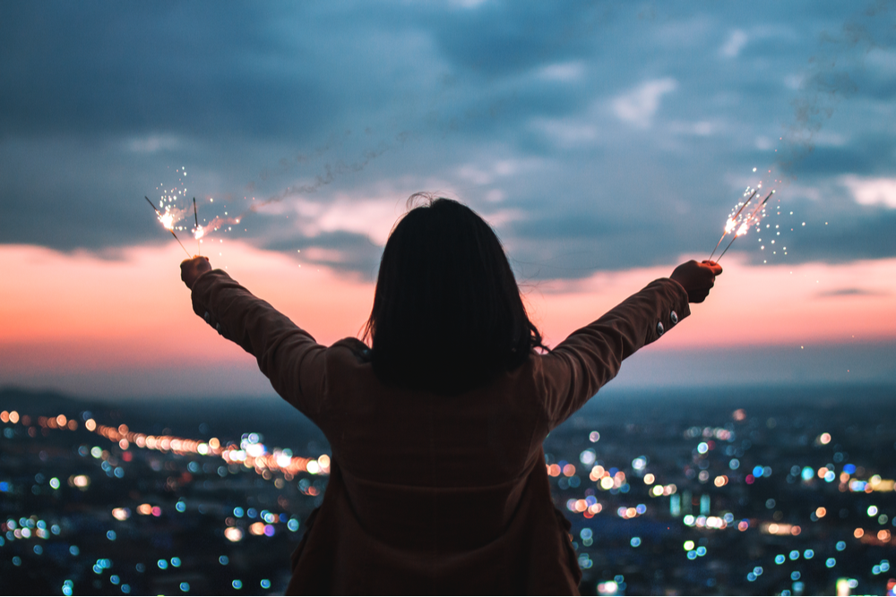 Woman celebrating new year, sober you