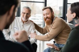 People talking at a cocaine detox center