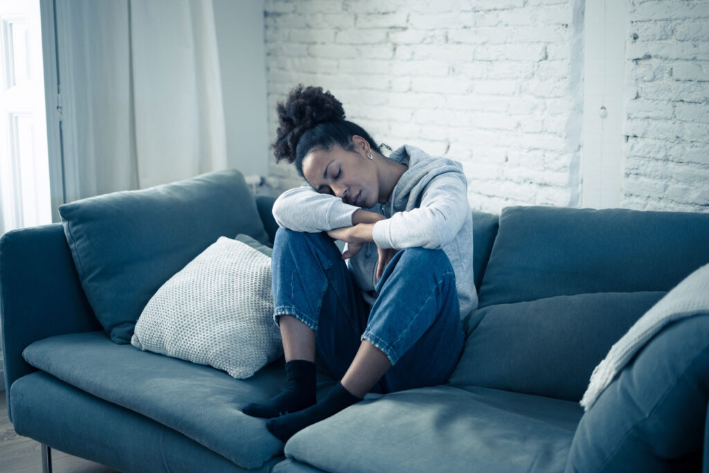 Woman displaying signs of major depression