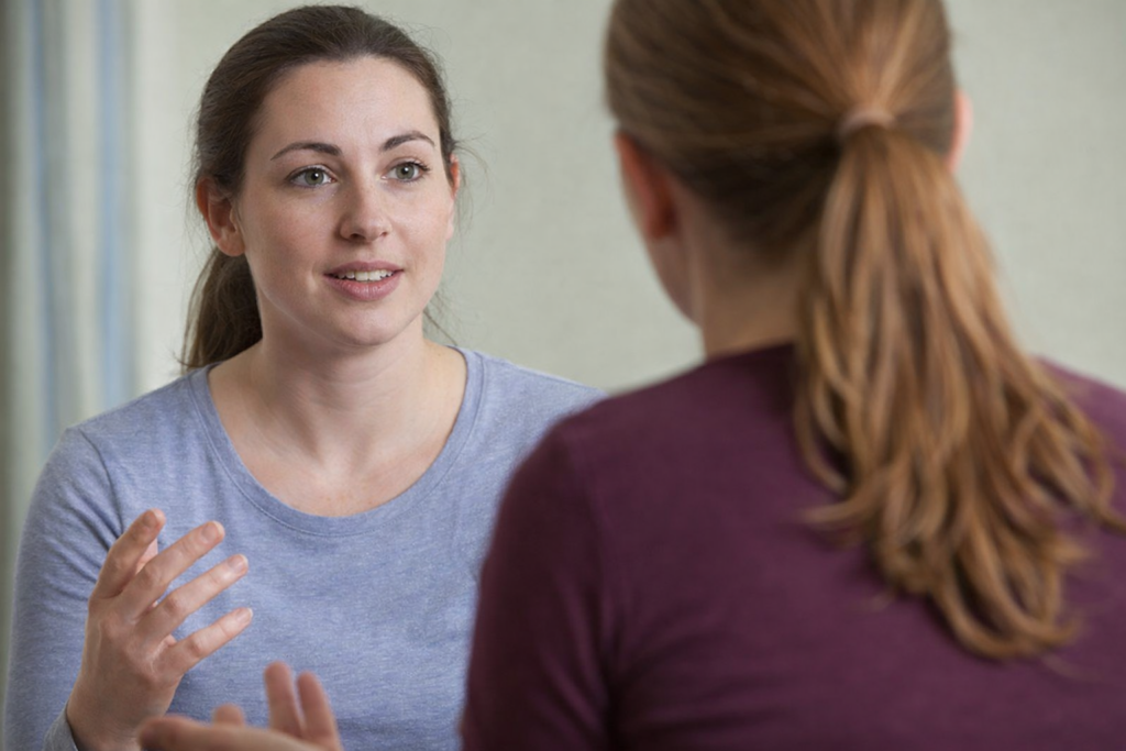 a family member setting boundaries with a loved one in drug recovery